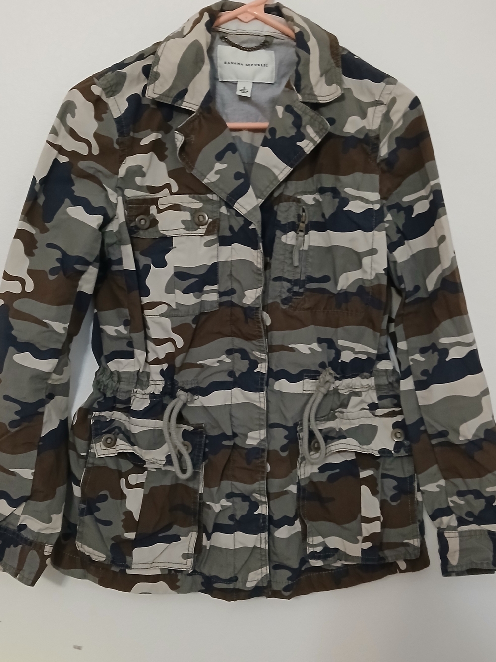 Banana Republic Women's Camouflage Utility Jacket - Olive, Tan & Navy